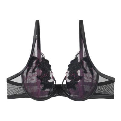 Liza Cheng东方美人系列百合花丝绒刺绣文胸薄款大胸内衣LB00170