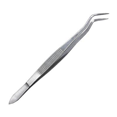 不锈钢加厚双弯尖头有齿无齿镊夹