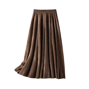 口碑之作！加厚羊绒半身裙子 女A字针织显瘦收腰伞裙 过膝盖