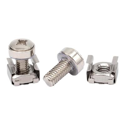 304不锈钢皇冠螺钉镀镍皇冠组合螺丝卡式螺母机柜螺丝M5M6