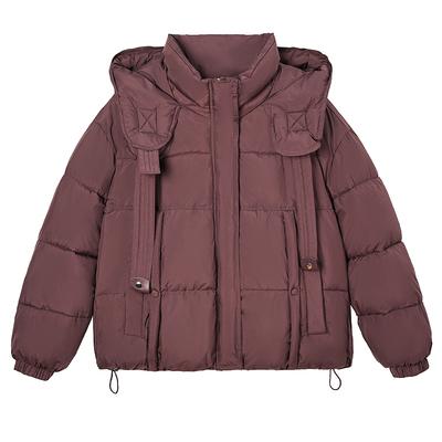 雅鹿女短款加厚白鸭绒面包羽绒服