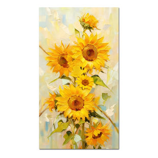 纯手绘油画向日葵客厅背景墙装饰画现代美式花卉玄关抽象餐厅挂画