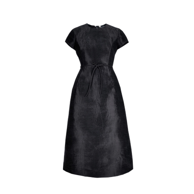 小黑裙后构想黑色高密褶连衣裙