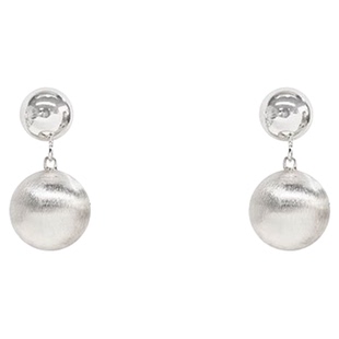 【新品限时8.8折】高级感银色拉丝小球吊坠耳环女显脸瘦灵动耳饰