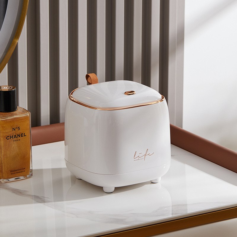 轻奢桌面垃圾桶按压弹垃圾桶盖高颜带盖小桌上垃圾筒迷你值款