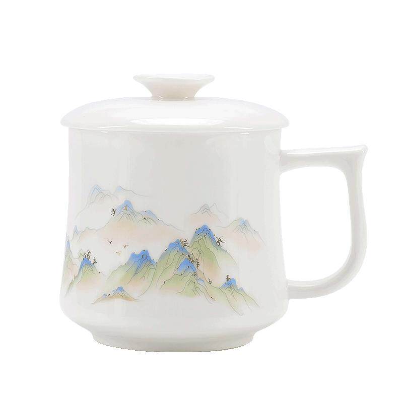 高档茶杯办公室个人专用马克杯带盖陶瓷杯家用水杯送老师朋友礼品
