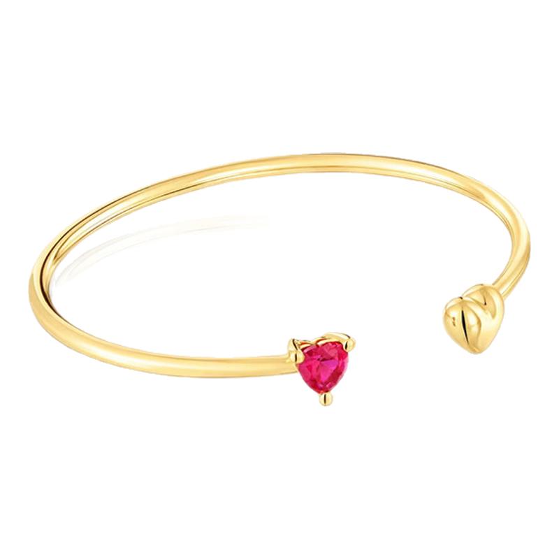 【新品】TOUS/桃丝熊Garden Of Love 系列银镀18K金爱心手镯礼物