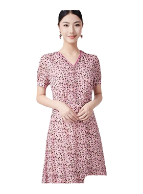 乔万尼真丝连衣裙桑蚕丝法式收腰设计感气质中长款ET2E289