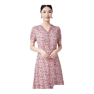 乔万尼真丝连衣裙桑蚕丝法式收腰设计感气质中长款ET2E289