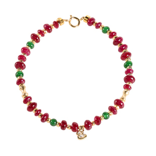 若华珠宝日欢喜 无烧红宝石手链18K金材质女翡翠多宝石首饰礼物