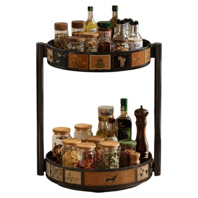 可360度旋转中古风调料架