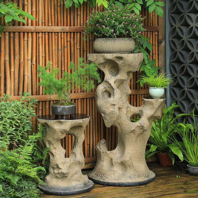 汉韵堂中式庭院花园装饰太湖石底座石墩户外盆景别墅露台花盆摆件