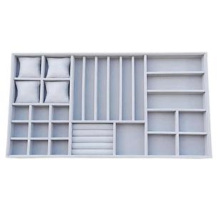 定制高端绒布抽屉首饰收纳盒高档精致托盘梳妆台手饰品展示格实木