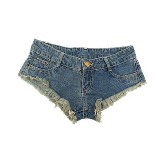 显腿长美式毛边牛仔短裤超短紧身露臀低腰热裤超短裤女夏辣妹性感