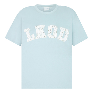 LK STORE LKOD2024夏季新款碎花贴布圆领字母男女情侣T恤短袖打底