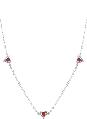 摩典925纯银心形锆石锁骨链女