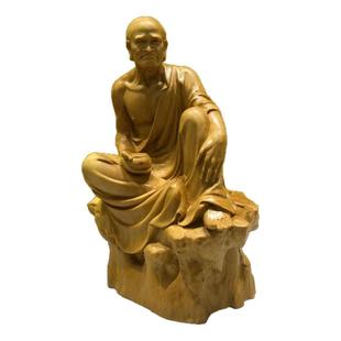 小叶黄杨木雕十八罗汉静坐尊者沉思罗汉家居实木佛门寺庙供奉摆件