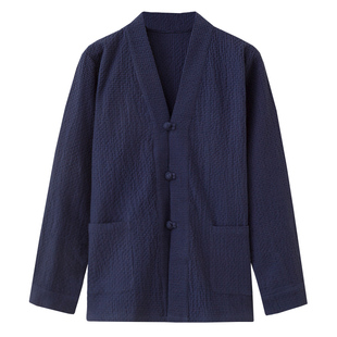 由奢入简的平常心！原创复古纯棉禅服男上衣国风改良盘扣宽松道服