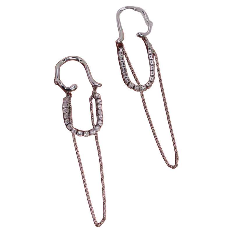 微镶闪钻长流苏链条耳骨夹2025新款小众设计感无耳洞免打孔耳饰