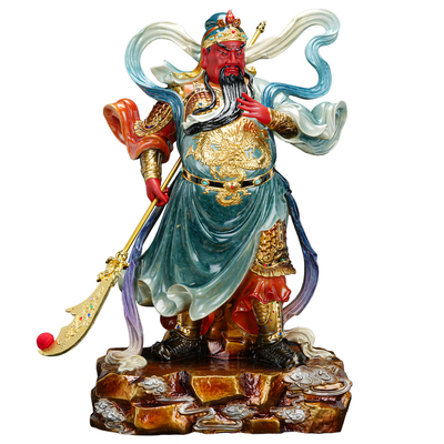 纯黄铜家用伽蓝韦陀菩萨庄严摆件诚心供奉关公佛像愿护佑幸福安康