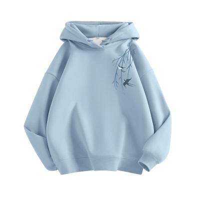 真维斯女秋冬加绒国风卫衣外套