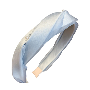 法式浪漫复古网纱仿珍珠发箍蓝色显白高级感气质发卡精致时尚发饰