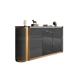 意式轻奢玄关柜入户隔断柜现代极简餐边柜岩板烤漆储物柜高端鞋柜