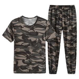 薄款冰丝弹力工作服套装男迷彩服