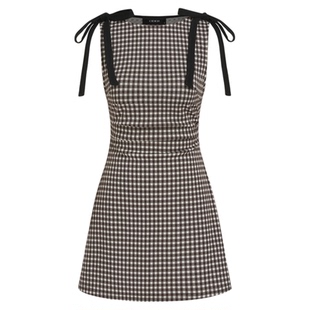CIDER格子裙蝴蝶结圆领设计无袖背心连衣裙114978033