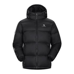 骆驼火山男装面包服男冬季连帽加厚保暖白鸭绒短款羽绒服女外套