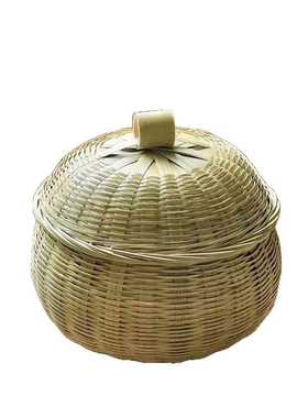 南瓜造形竹篮带盖子茶叶盒鸡蛋篮