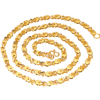 小鱼四叶草项链倒模锁骨链沙金女