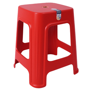 塑料凳子家用加厚凳可叠放大人结实特厚塑料凳子高端新款红色高凳