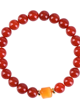 天然水晶虎眼石红玛瑙本命年手链