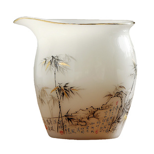 冰种璞玉白瓷高端精致公道杯三件套分茶器陶瓷特别好看的泡茶高级