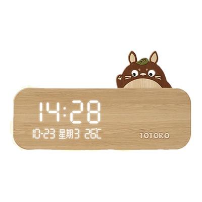 原木风龙猫客厅挂钟简约卧