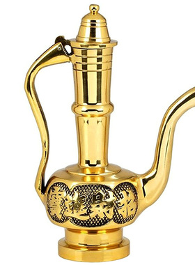 黄铜拜神供奉招财元宝关公铜酒壶