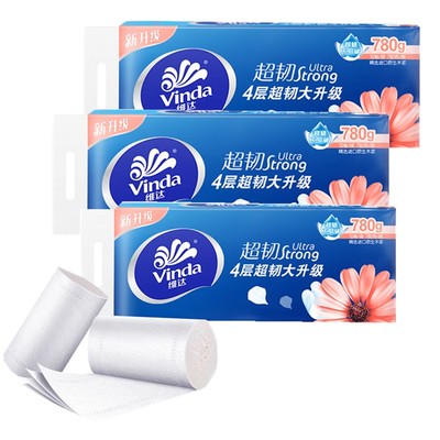 维达4层超韧家用无芯卷纸