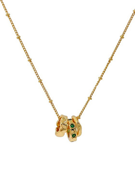 法式复古可拆卸祖母绿色锆石项链