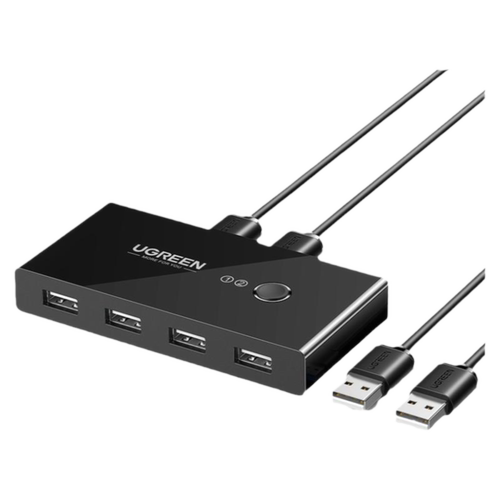 绿联usb切换器2.0两台电脑共用键盘鼠标信号显示器u盘主机台式2进4出分配四4口分线器接口转换器打印机共享器