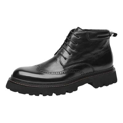 金利来男鞋系带时尚真牛皮靴棉靴