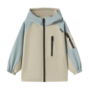 小象汉姆童装男童冲锋衣儿童户外三防外套2026春装新款男孩上衣潮