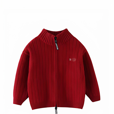 男女童2025新款针织衫红色毛衣