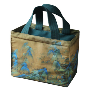 春泥古画棉布加厚收纳旅行包茶叶罐茶杯茶具布袋茶壶提手大布包