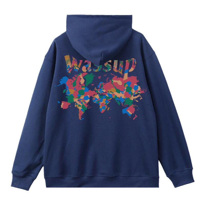 WASSUP染色地图美式重磅卫衣