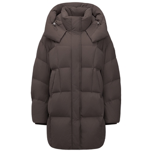 坦博尔羽绒服女士中长款时尚连帽加厚保暖舒适百搭高充绒冬季外套