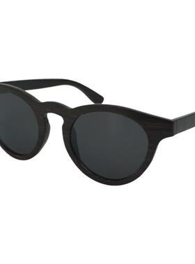 墨镜圆形黑檀木偏光太阳镜