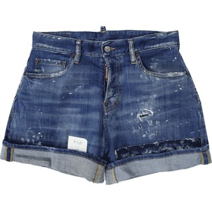 Dsquared2/D二次方 女士破洞卷边做旧牛仔短裤S72MU0208 S30342