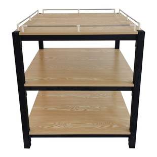 超市促销台牛奶堆头饮料架面包堆架三层钢木礼品地堆粮油店展示架