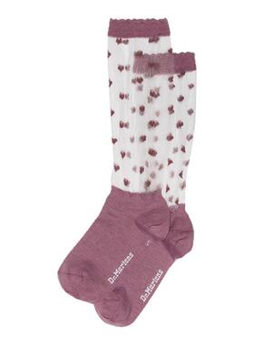 Dr.Martens马丁博士Short Heart Mesh Socks烟灰玫瑰色高筒袜长袜